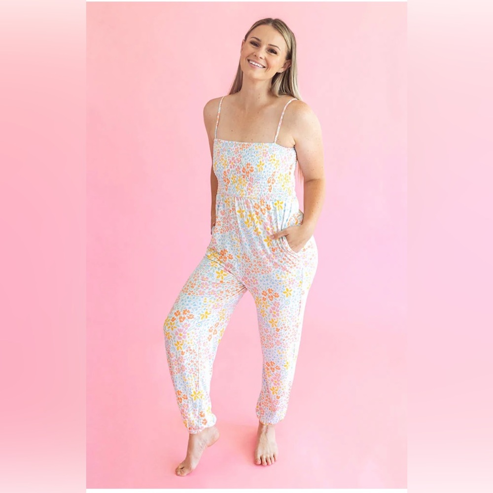 Posh Peanut Zenni Sleeveless Smocked Jumpsuit